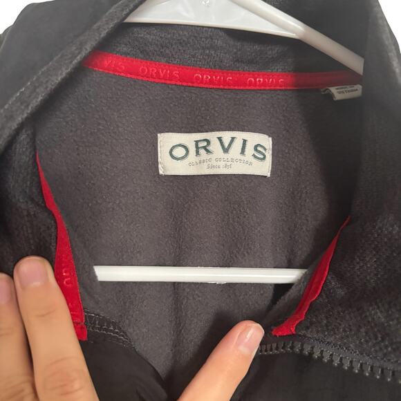Orvis Full-Zip Jacket Men’s Gray Black Medium Fleece Lined Outdoor Classic - Picture 7 of 10
